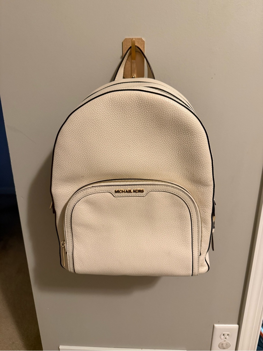Michael Kors Cream Pebbled Leather Mini Backpack with Gold Hardware